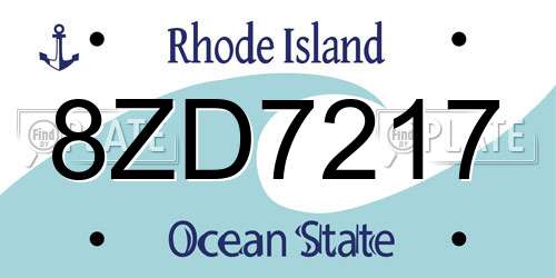 8ZD7217 Rhode Island License Plate