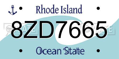 8ZD7665 Rhode Island License Plate
