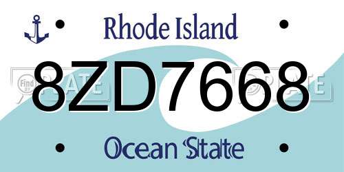 8ZD7668 Rhode Island License Plate
