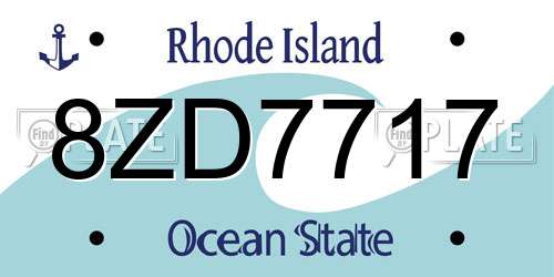 8ZD7717 Rhode Island License Plate