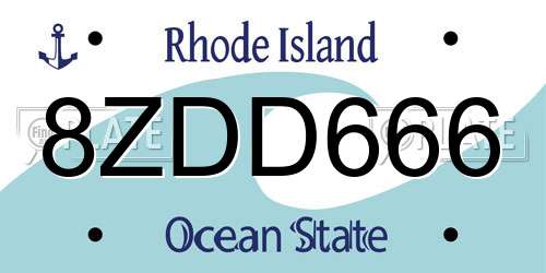 8ZDD666 Rhode Island License Plate