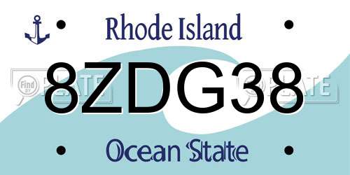 8ZDG38 Rhode Island License Plate