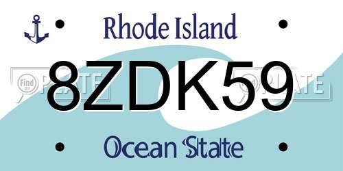 8ZDK59 Rhode Island License Plate