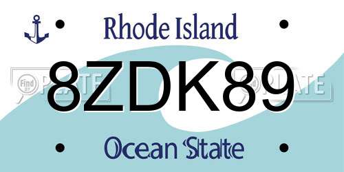 8ZDK89 Rhode Island License Plate