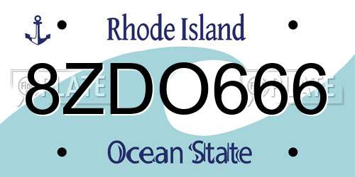 8ZDO666 Rhode Island License Plate