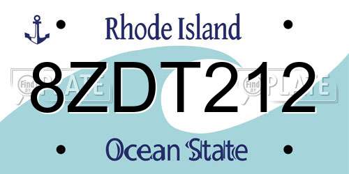 8ZDT212 Rhode Island License Plate