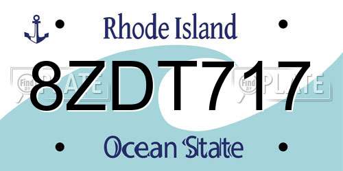 8ZDT717 Rhode Island License Plate