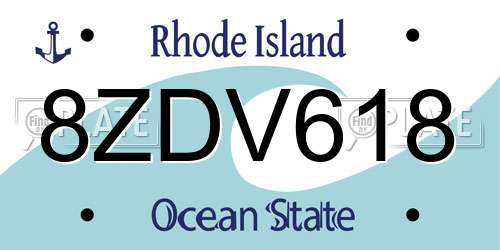 8ZDV618 Rhode Island License Plate