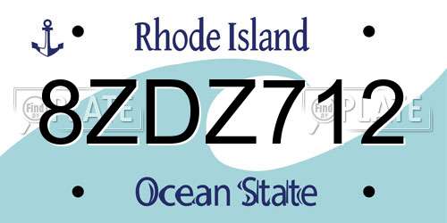8ZDZ712 Rhode Island License Plate