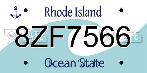 8ZF7566 Rhode Island License Plate
