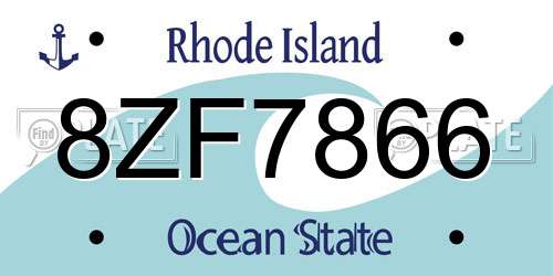 8ZF7866 Rhode Island License Plate