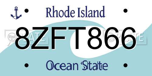 8ZFT866 Rhode Island License Plate