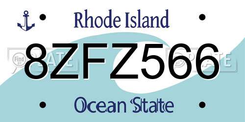 8ZFZ566 Rhode Island License Plate