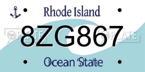 8ZG867 Rhode Island License Plate
