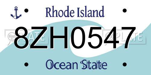 8ZH0547 Rhode Island License Plate