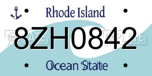 8ZH0842 Rhode Island License Plate