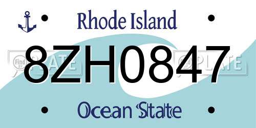 8ZH0847 Rhode Island License Plate