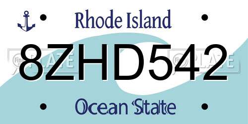 8ZHD542 Rhode Island License Plate