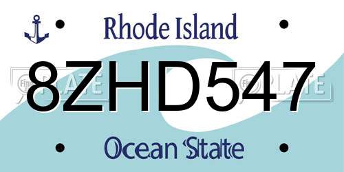 8ZHD547 Rhode Island License Plate
