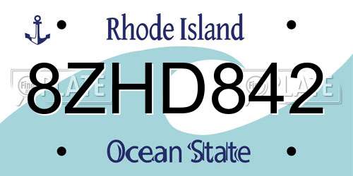 8ZHD842 Rhode Island License Plate