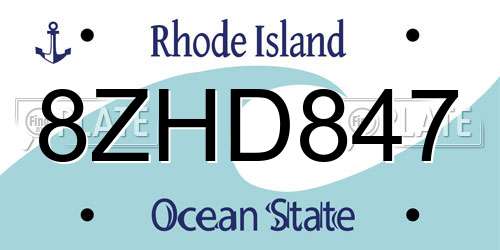 8ZHD847 Rhode Island License Plate