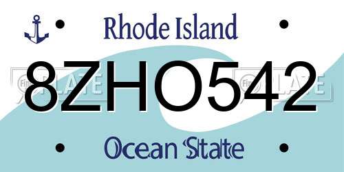 8ZHO542 Rhode Island License Plate
