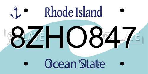 8ZHO847 Rhode Island License Plate