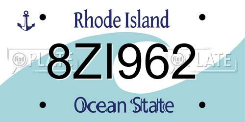 8ZI962 Rhode Island License Plate
