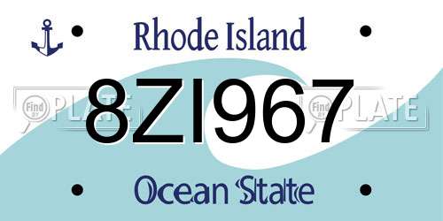 8ZI967 Rhode Island License Plate
