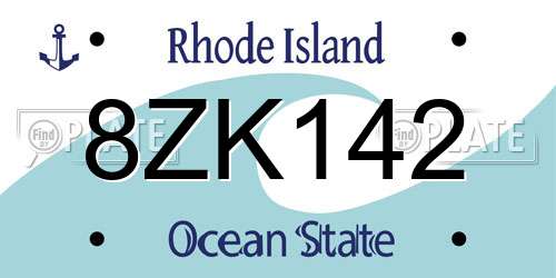 8ZK142 Rhode Island License Plate