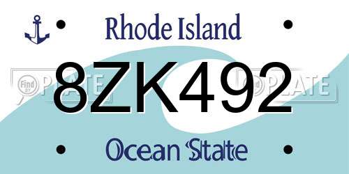 8ZK492 Rhode Island License Plate