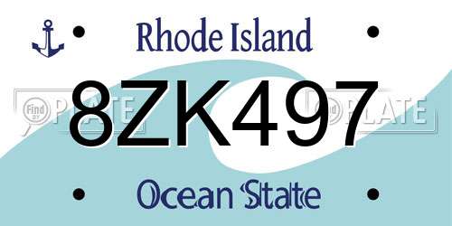 8ZK497 Rhode Island License Plate