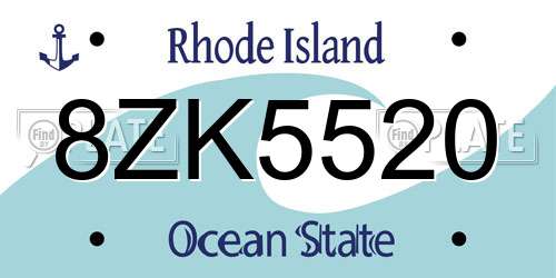 8ZK5520 Rhode Island License Plate