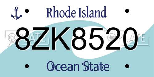 8ZK8520 Rhode Island License Plate