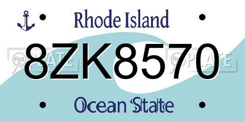 8ZK8570 Rhode Island License Plate