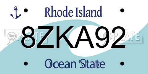 8ZKA92 Rhode Island License Plate