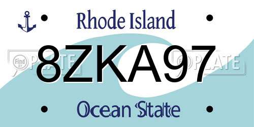 8ZKA97 Rhode Island License Plate