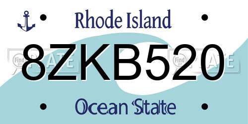 8ZKB520 Rhode Island License Plate