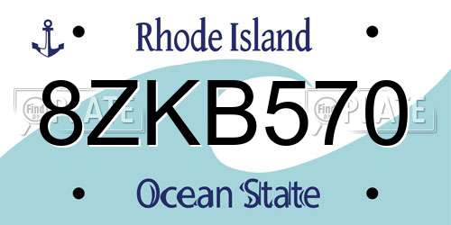 8ZKB570 Rhode Island License Plate