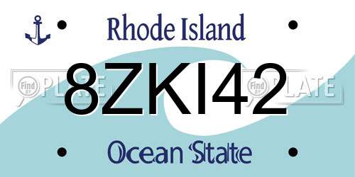8ZKI42 Rhode Island License Plate