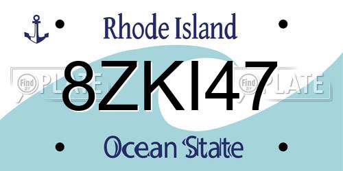 8ZKI47 Rhode Island License Plate