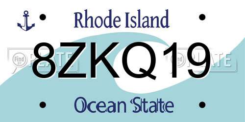 8ZKQ19 Rhode Island License Plate