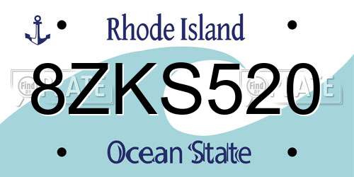 8ZKS520 Rhode Island License Plate