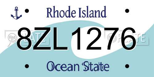 8ZL1276 Rhode Island License Plate