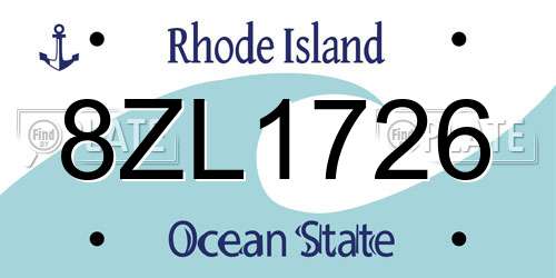 8ZL1726 Rhode Island License Plate
