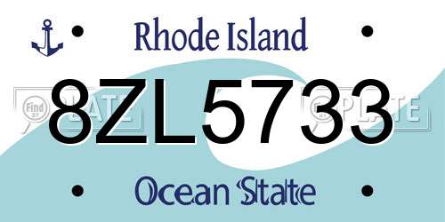 8ZL5733 Rhode Island License Plate