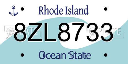 8ZL8733 Rhode Island License Plate