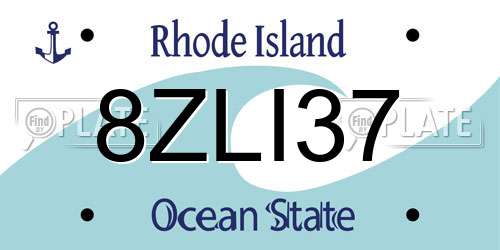 8ZLI37 Rhode Island License Plate