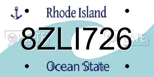 8ZLI726 Rhode Island License Plate
