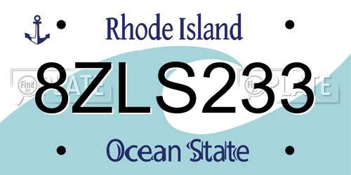 8ZLS233 Rhode Island License Plate